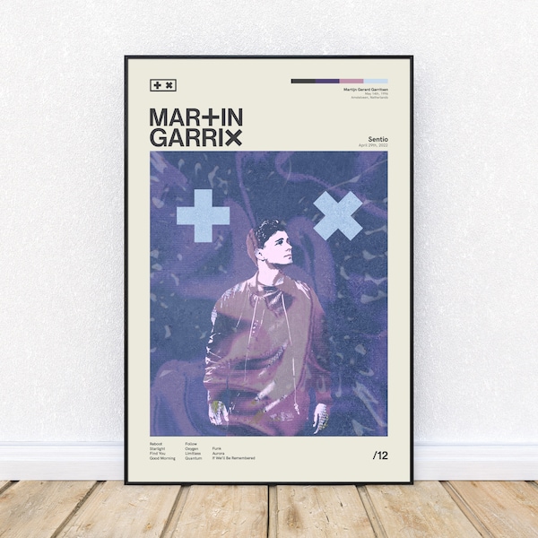 Martin Garrix Sentio Inspired Mid-Century Modern Poster, Retro Style Print, Electronic Dance Music DJ, Wall Art, District 33