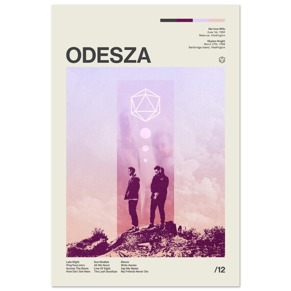 Odesza (purple) Inspired Mid-century Modern Poster, Retro