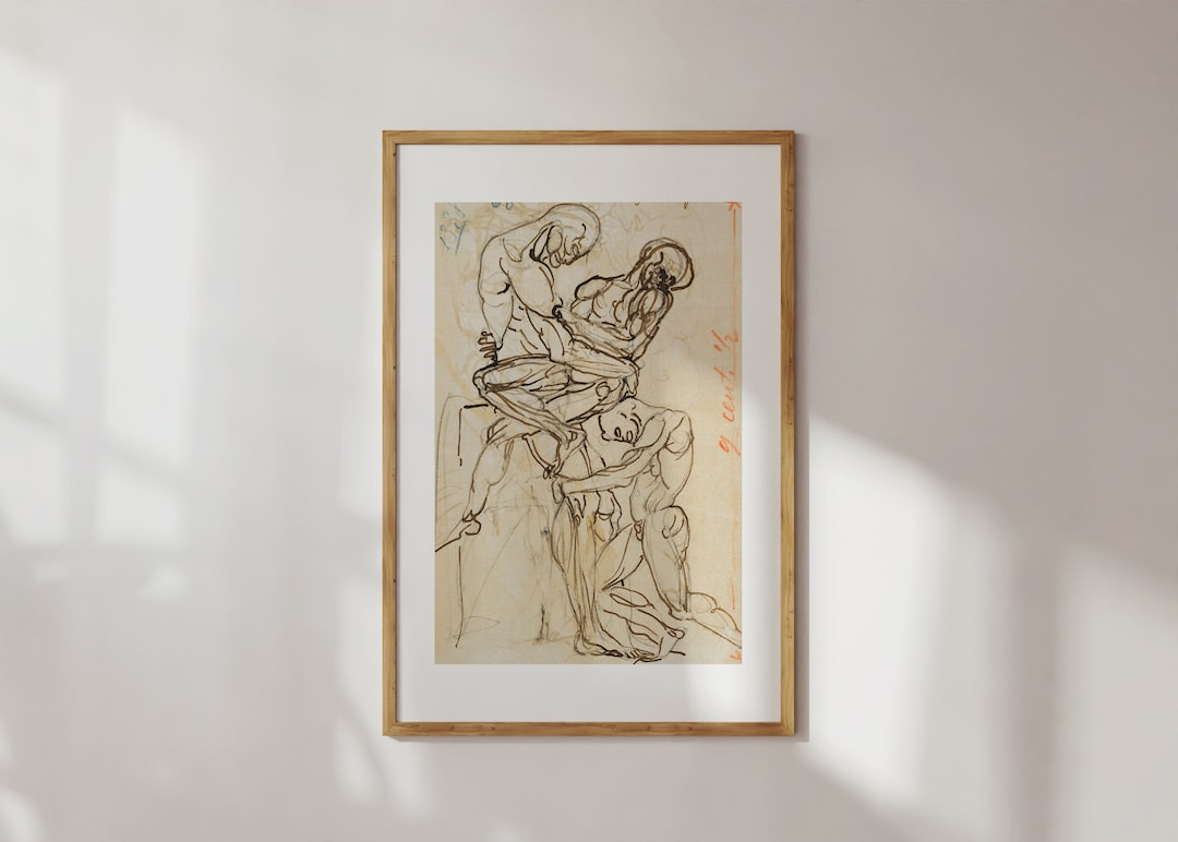 Vintage Nude Men & Women Line Art, Wall Prints, Neutral Art Print