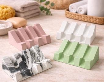 Minimalist Concrete Draining Soap Dish: Modern Bathroom Accessory