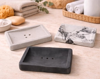 Concrete Soap Dish: Modern Minimalist Draining Soap Holder