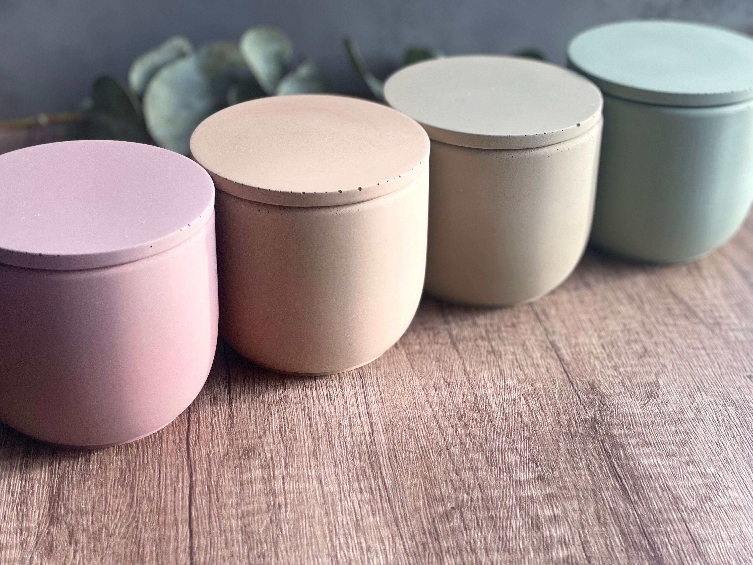 3 in 1 ceramic candle jar mock-up, different colors