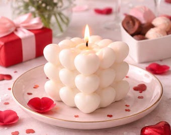 Bubble Cube Candle: Hand-Poured Soy Wax, Home Decor