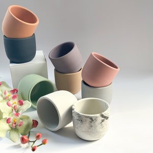 Groothandel handgemaakte cementpot Koffer van 4 vaten Tulpvorm Kaarsvat Moderne minimalistische pot Home Decor groothandel potten, kaarsencontainer