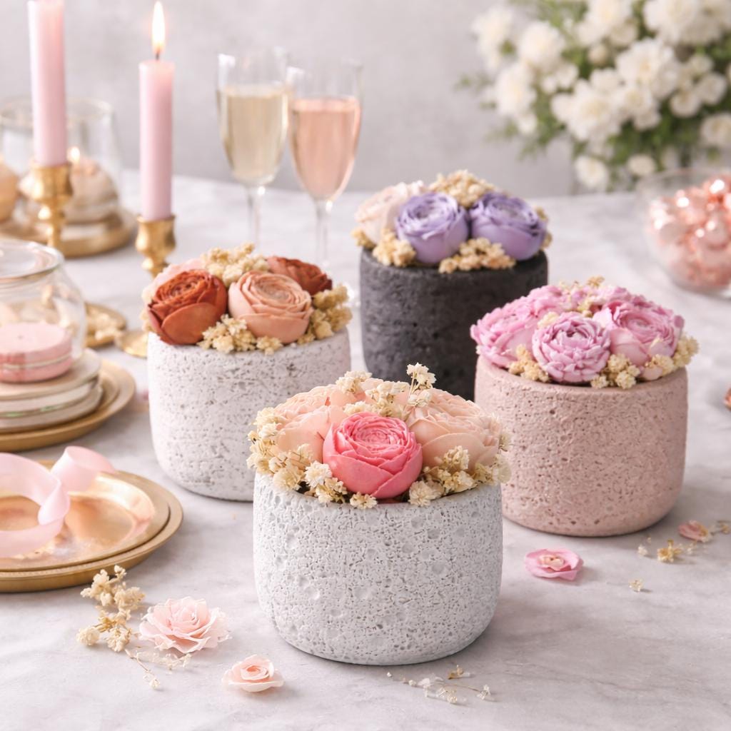 Personalized Wedding Favor Candles: Soy Wax, Elegant Concerete Jar With ...