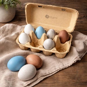 Set of 8 Concrete Easter Eggs – Modern Neutral Spring Table Decor