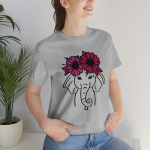 Elephant with Pink Flower Crown | Unisex Jersey Short Sleeve Tee