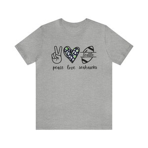 Peace Love Seahawks unisex jersey T-shirt met korte mouwen