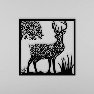 Deer design Laser cut wall art SVG DXF PNG, deer silhouette, Hunting dxf, plasma cut