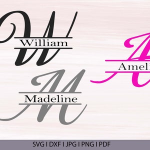 Gesplitst monogramlettertype, alfabet SVG, plotterbestand 26 individueel, SVG, Png, PDF, Dxf