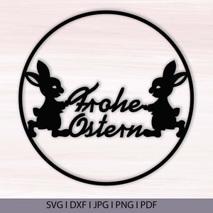Frohe Ostern Laser Cut SVG DXF JPG Türkranz Hasenvorlage Plotter Frohe Ostern Loop Ring dxf plasma schneiden