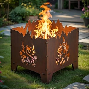 Fire pit dragon dxf files, dxf files for plasma, barbecue, grill fire pit, svg files for plasma, fire barrel, foldable fire pit