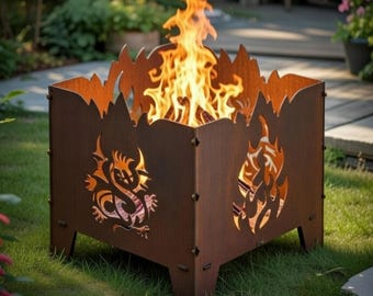 Fire pit dragon dxf files, dxf files for plasma, barbecue, grill fire pit, svg files for plasma, fire barrel, foldable fire pit
