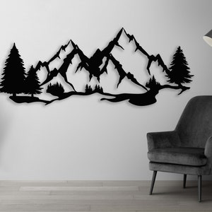 Berge Dxf Svg Png Dateien , Berge , Wald , Laser , cut , dxf , svg , Bäume , Hügel , Für cnc Laser Plasma Cricut Glowoforge Wandtattoo