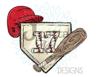 Baseball, Customized Number, Jersey Number, Red, Baseball, School Sports, School Spirit,| PNG Design Digital Download, Sublimation, DTF