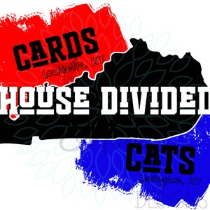 House Divided, Karten, Katzen, Rot, Blau, Kentucky, KY | PNG Design Digital Download, Sublimation, DTF