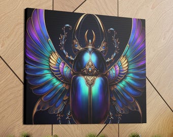 Egyptian Wall Art Canvas Gallery Wraps Home Decor Spiritual Retreat Spa Scarab Beetle