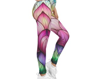 Stained Glass Lotus Leggings | All-Over Print