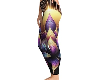 Lotus Flower Leggings: Yoga Activewear, Spiritual Print