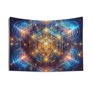 Metatron's Cube Tapestry: Sacred Geometry Art for Meditation Room - Etsy