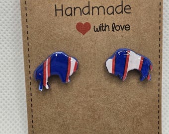 Handmade Buffalo Bills Polymer Clay Stud Earrings