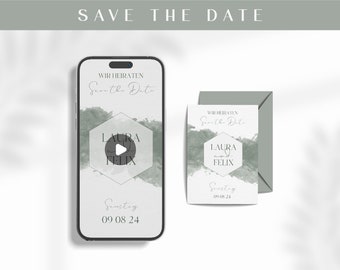 Save the Date Card | Save the Date Wedding | Save the Date digital | Save the Date card green | Save the date video