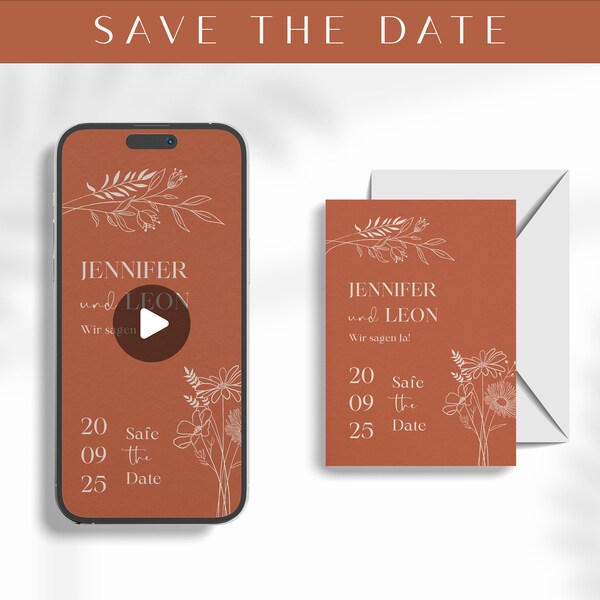 Save the Date Card | Save the Date Wedding | Save the Date digital | Save the Date Terracotta | Save the Date Video | Save the Date Fall