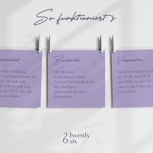 May include: Three purple cards with white text on a white background. The cards are hanging from clothespins on a string. The text on the cards reads "Download", "Edit", and "Send".