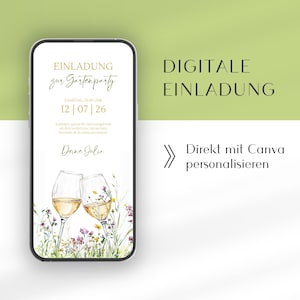Invito digitale per festa in giardino | Modello Canva per WhatsApp in tedesco | Invito di compleanno animato | festa di compleanno in giardino