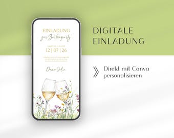 Digital invitation garden party | Canva template German WhatsApp | Animated birthday invitation | Garden party birthday