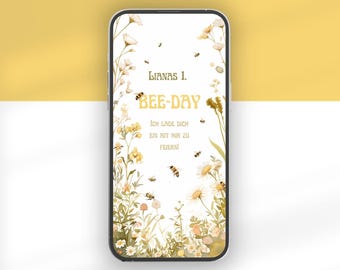 Video invitation for a children's birthday party | Birthday invitation | BEE DAY | Digital Canva template | Ready to send