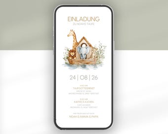 Noah's Ark Baptism Invitation | Digital Baptism or Communion Invitation | Animated Baptism Invitation | Baptism Invitation for a Boy