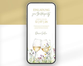 Digital garden party invitation | Canva template (German) for WhatsApp | Animated birthday invitation | Garden party birthday