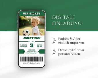 Digitale uitnodiging kindervoetbal | WhatsApp uitnodiging voetbal | Uitnodiging Digitale Jongens | Kaartje | Canva-sjabloon Duits