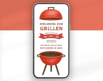 Digital BBQ invitation | BBQ invitation via WhatsApp | Animated birthday invitation | Garden birthday party