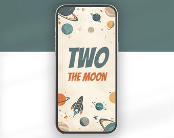Digital invitation for a children's birthday party with a rocket theme | Two the Moon | Canva template (German) | Animated video invitation | Birthday for boys and girls