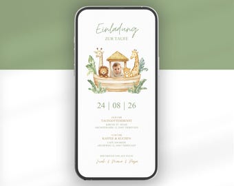 Digital invitation to a baptism or communion | Noah's Ark baptism invitation | Animated baptism invitation with photo | Baptism invitation for a boy