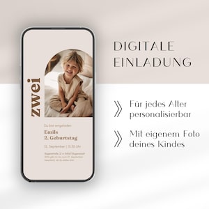 Invitación digital para cumpleaños infantiles con foto | Invitación de cumpleaños digital con foto en hoja | Tarjeta electrónica de cumpleaños con foto para WhatsApp | simple