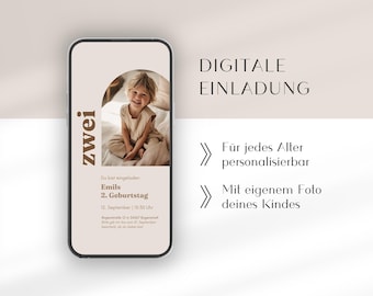 Digital invitation for children's birthdays with photo | Digital birthday invitation with photo in a sheet | eCard birthday Whatsapp photo | simple