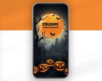 Digital Halloween video invitation | Animated Halloween pumpkin invitation | Halloween party | WhatsApp invitation | Canva template