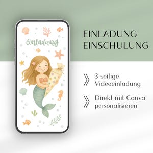 Invitation numérique pour l'inscription scolaire sirène | Invitation vidéo | eCard Inscription scolaire sous l'eau | Modèle Canva | Carte d'inscription scolaire pour les filles