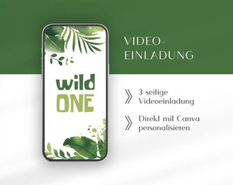 Jungle Invitation Children's Birthday | Digital Invitation Wild One | Children's Birthday Jungle | Animated Video Invitation for 1st Birthday