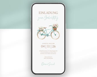 Digital Birthday Invitation | Canva Template (German) for WhatsApp | Animated Birthday Invitation | Garden Party Birthday