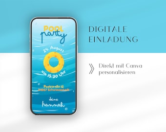 Digital invitation to the pool party | Animated invitation | Pool party | Digital template | Theme birthday | Children's birthday | Summer