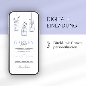 Digital invitation garden party | Canva template German WhatsApp | Animated birthday invitation | Garden party birthday