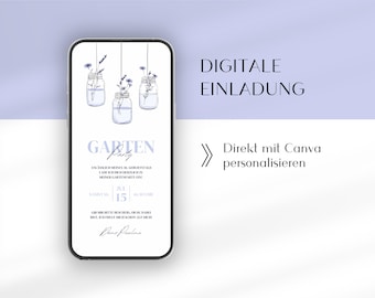 Digital invitation garden party | Canva template German WhatsApp | Animated birthday invitation | Garden party birthday