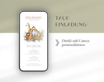 Einladung Arche Noah Taufe | Digitale Einladung zur Taufe oder Kommunion | Animierte Taufeinladung | Taufe Einladung Junge