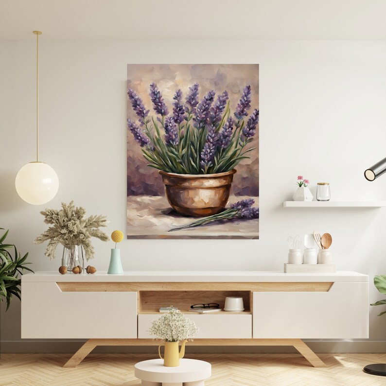 Lavender in a Pot. Flowers Wall Art. Lavender Wall Art. Botanical Wall