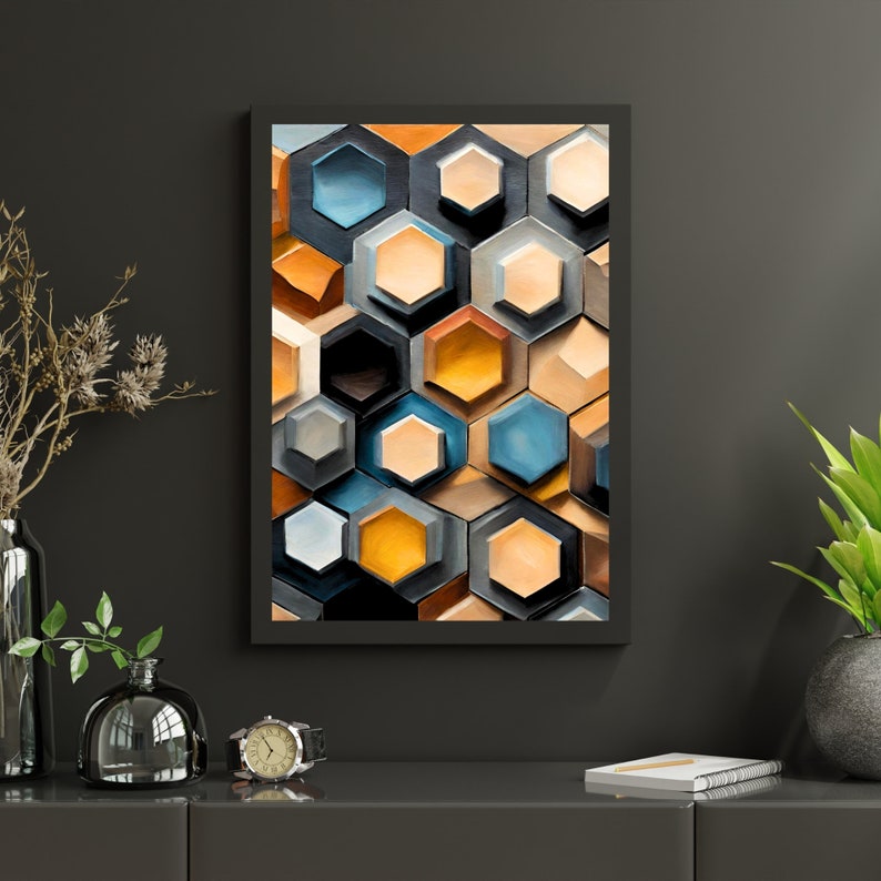 3D Hexagon Abstract Wall Art. 3D Artwork. Perfect Gift
