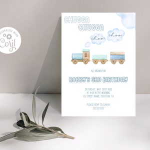 Chugga Chugga Choo Choo, Train Birthday Invitation Template, Boys Birthday Invitation, Evite, Editable Corjl Instant Download